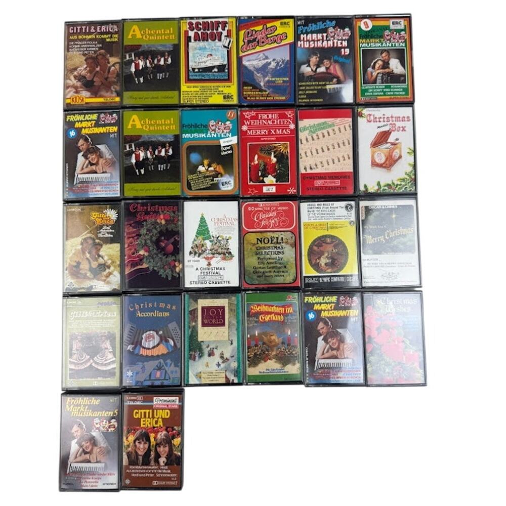 Lot of 26 Vintage Cassette Tapes – German Folk, Schlager, & Christmas Music